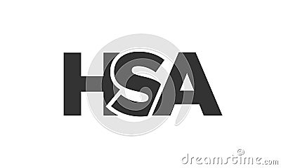 HSA logo design template with strong and modern bold text. Initial based vector logotype featuring simple and minimal typography. Vector Illustration
