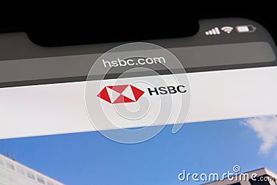 HSBC bank brand logo on official website Editorial Stock Photo