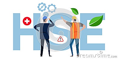 HSE health safety environment concept of workplace protection compliance Vector Illustration