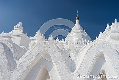 Hsinbyume Paya beautiful white monastery in Mingun city, Mandala Stock Photo