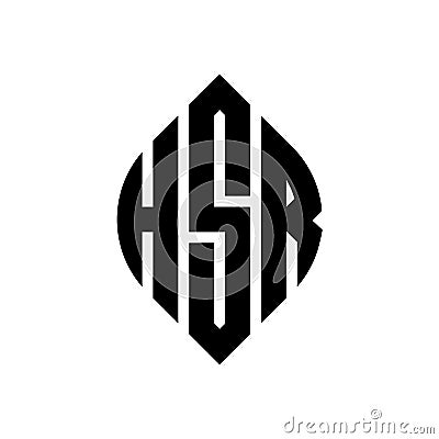 HSR circle letter logo design with circle and ellipse shape. HSR ellipse letters with typographic style. The three initials form a Vector Illustration