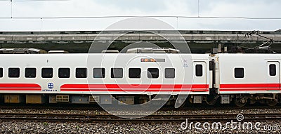 HSR train stopping at station in Hualien, Taiwan Editorial Stock Photo