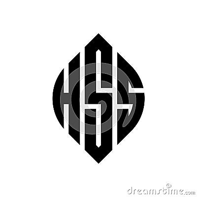 HSS circle letter logo design with circle and ellipse shape. HSS ellipse letters with typographic style. The three initials form a Vector Illustration