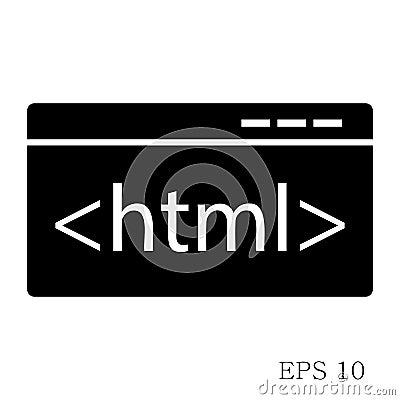 HTML Code Icon isolated on white background flat style Vector Illustration