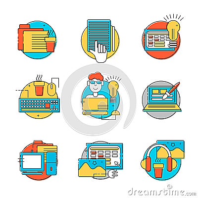 HTML coder icons set Vector Illustration