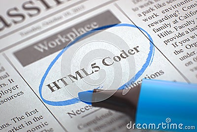 HTML5 Coder Join Our Team. 3D Stock Photo