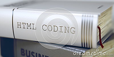 Html Coding Concept on Book Title. 3D. Stock Photo