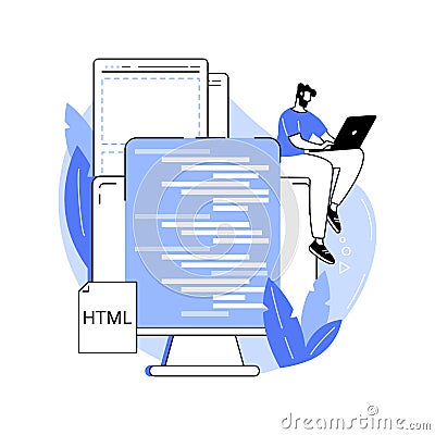 HTML coding isolated cartoon vector illustrations. Vector Illustration