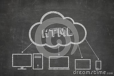 HTML concept on blackboard Stock Photo