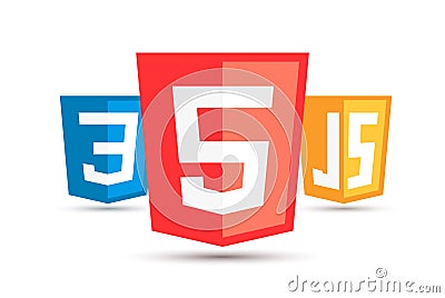 HTML5 CSS3 JS Icon Set. Web Development Logo Icon Set Of Html, Css And ...