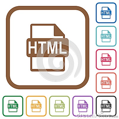 HTML file format simple icons Stock Photo