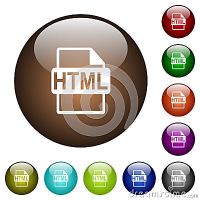 HTML file format color glass buttons Stock Photo
