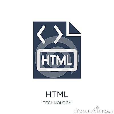 HTML icon. Trendy flat vector HTML icon on white background from Vector Illustration