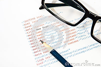 HTML programming code Stock Photo