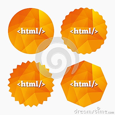 HTML sign icon. Markup language symbol. Vector Illustration