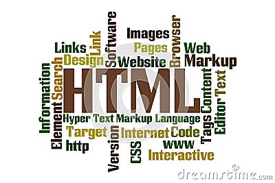 HTML Word Cloud Stock Photo