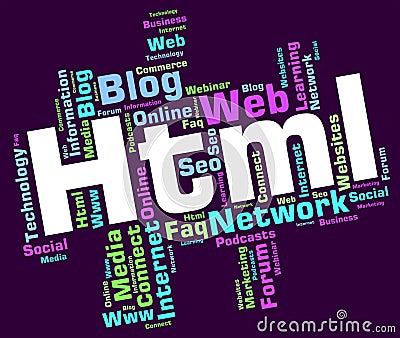 Html Word Indicates Hypertext Markup Language And Web Stock Photo