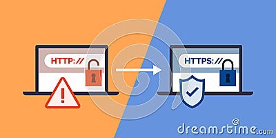 HTTP and HTTPS protocols Vector Illustration