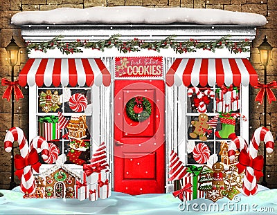 Illustrated cookie store Stock Photo