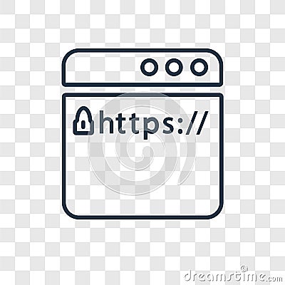 Https concept vector linear icon isolated on transparent background, Https concept transparency logo in outline style Vector Illustration