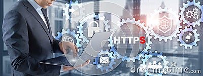 HTTPS inscription background. Internet security concept 2021 Stock Photo