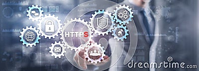 HTTPS inscription background. Internet security concept 2021 Stock Photo