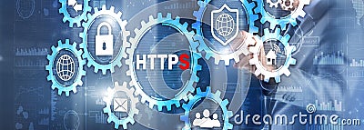 HTTPS inscription background. Internet security concept 2021 Stock Photo