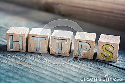 HTTPS Written On Wooden Blocks On A Floor - Secure Internet Concept Stock Photo