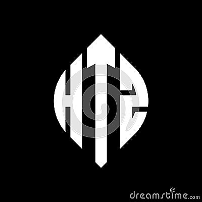 HTZ circle letter logo design with circle and ellipse shape. HTZ ellipse letters with typographic style. The three initials form a Vector Illustration