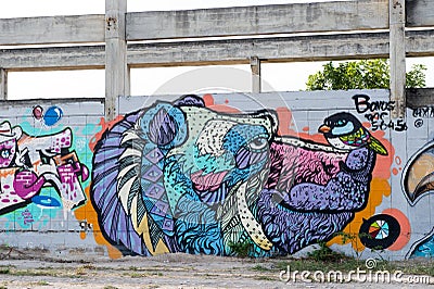 HUA HIN ,THAILAND - May30,2015 :Graffiti abandoned old factory s Editorial Stock Photo