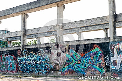 HUA HIN ,THAILAND - May30,2015 :Graffiti abandoned old factory s Editorial Stock Photo