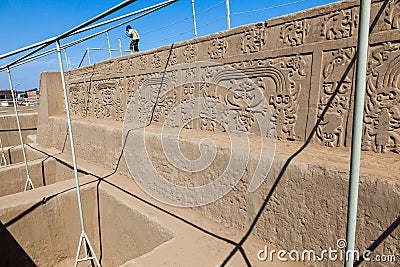 Huaca or Temple of the Dragon or the Rainbow. Editorial Stock Photo