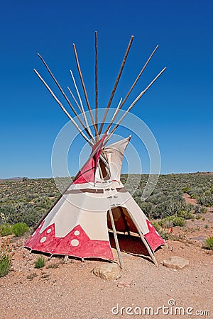 A Hualapai teepee sits on the prairie at the Grand Canyon South Rim Stock Photo