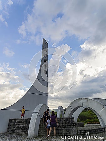 Overcast view of the Jing Pu Tropic of Cancer landmark Editorial Stock Photo