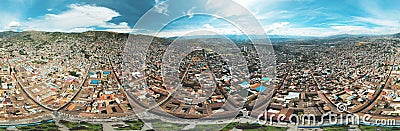 Huamanga, AYACUCHO, PERU. 360 degree panorama of the main square and its great catedral. Plaza de Armas Ayacucho Stock Photo