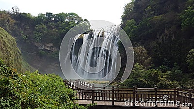 Huangguoshu waterfall became famous from the Ming dynasty traveler xu xiake, after the history of celebrity travel, spread, become Stock Photo