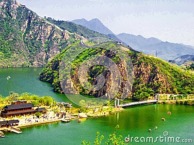 Huanghuacheng Great Wall view Stock Photo