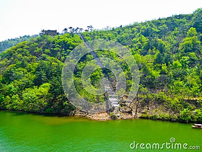 Huanghuacheng Lakeside Underwater the Great Wall section Stock Photo