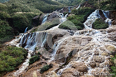 Huangjin Waterfall near YinYang Sea popular tourist destination in Taipei Taiwan Stock Photo