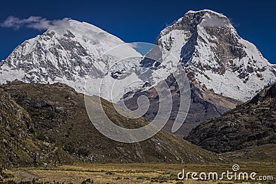 Huascaran Mountain massif in Cordillera Blanca, snowcapped Andes, Ancash, Peru Stock Photo