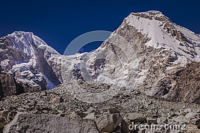 Huascaran Mountain massif in Cordillera Blanca, snowcapped Andes, Ancash, Peru Stock Photo