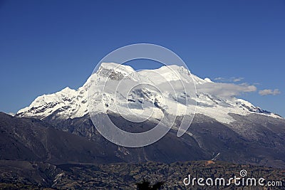 Huascaran snowcapped peak Andes Huaraz Peru Stock Photo