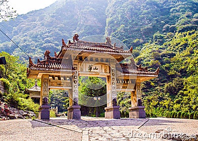 Huashan(Mountain Huashan)-memorial gateway of main gate Stock Photo