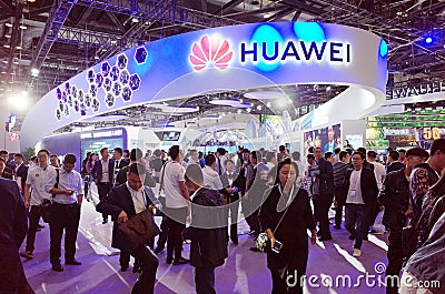 Huawei booth in ICT expo Editorial Stock Photo