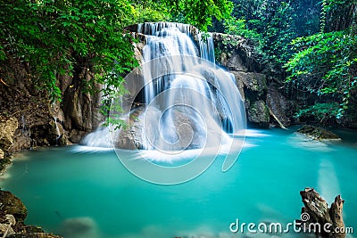 Huay Mae Kamin Waterfall in Kanchanaburi province, Thailand Stock Photo