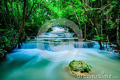 Huay Mae Khamin - Waterfall, Flowing Water, paradise in Thailand Stock Photo