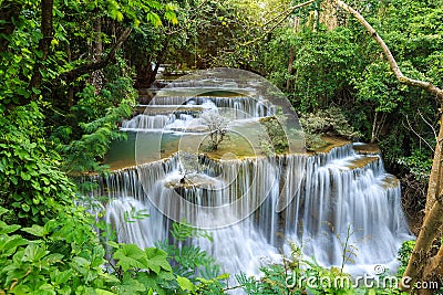 Huay mae khamin waterfall in kanchanaburi province Stock Photo