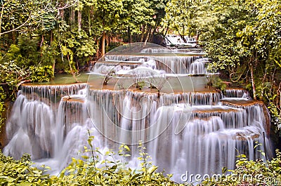 Huay Mae khamin waterfall Stock Photo