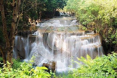 Huay MaeKamin Waterfall is beautiful waterfall in tropical fores Stock Photo