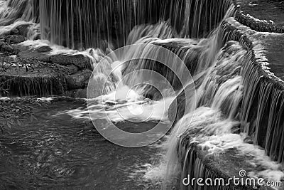 Huay Maekamin Waterfall in Kanchanaburi, Thailand; black and white monochrome photo Stock Photo